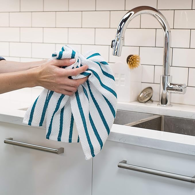 Basketweave Peacock Green Dish Towel – Kitchen Linens gift Montreal Villeray Urban Palate