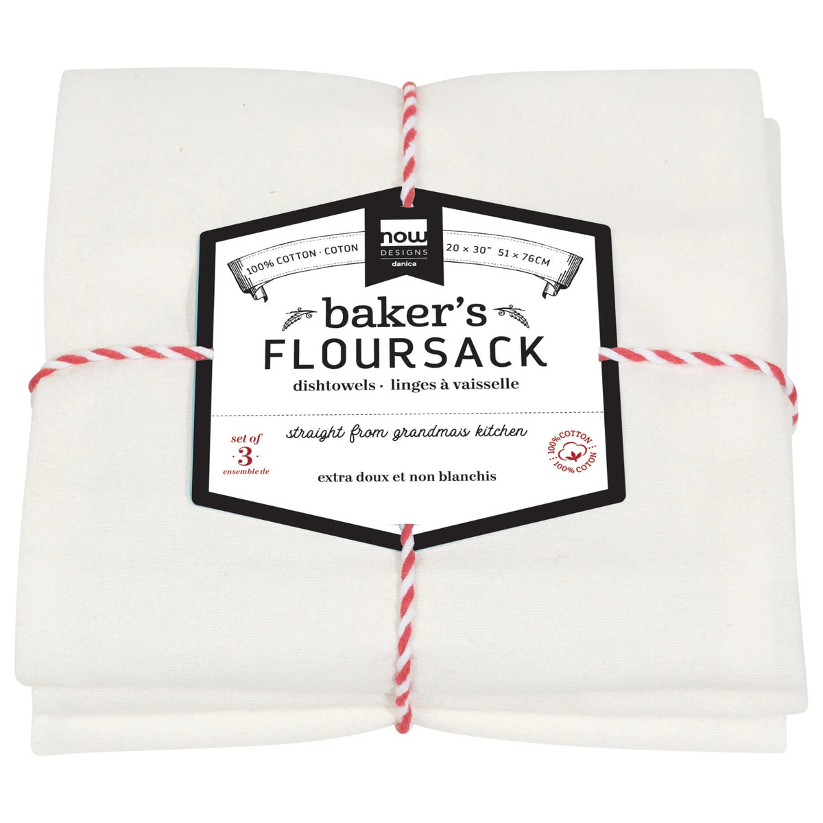Unbleached White Bakers Floursack Dishtowels - Set of 3