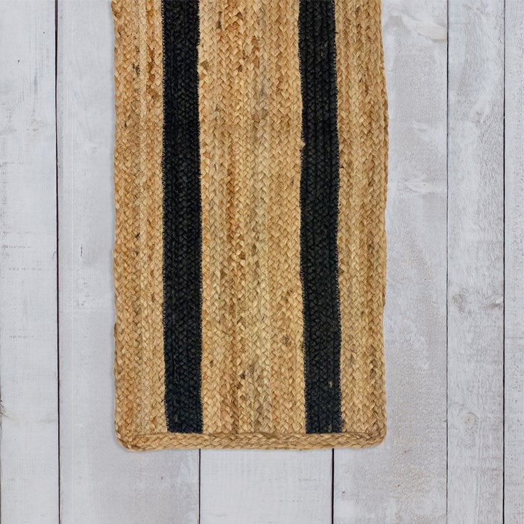 Bold Stripe Woven Table Runner Black 13" x 72" – Kitchen Linens gift Montreal Villeray Urban Palate
