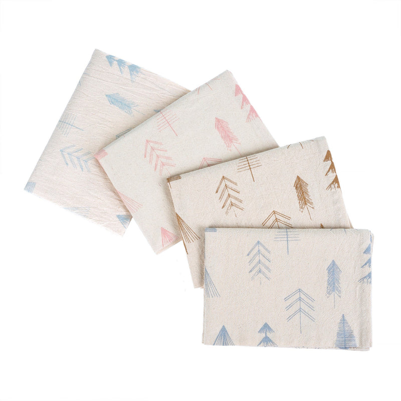 Set of 4 Festive Tree Tea Towels – Holiday Décor gift Montreal Villeray Urban Palate
