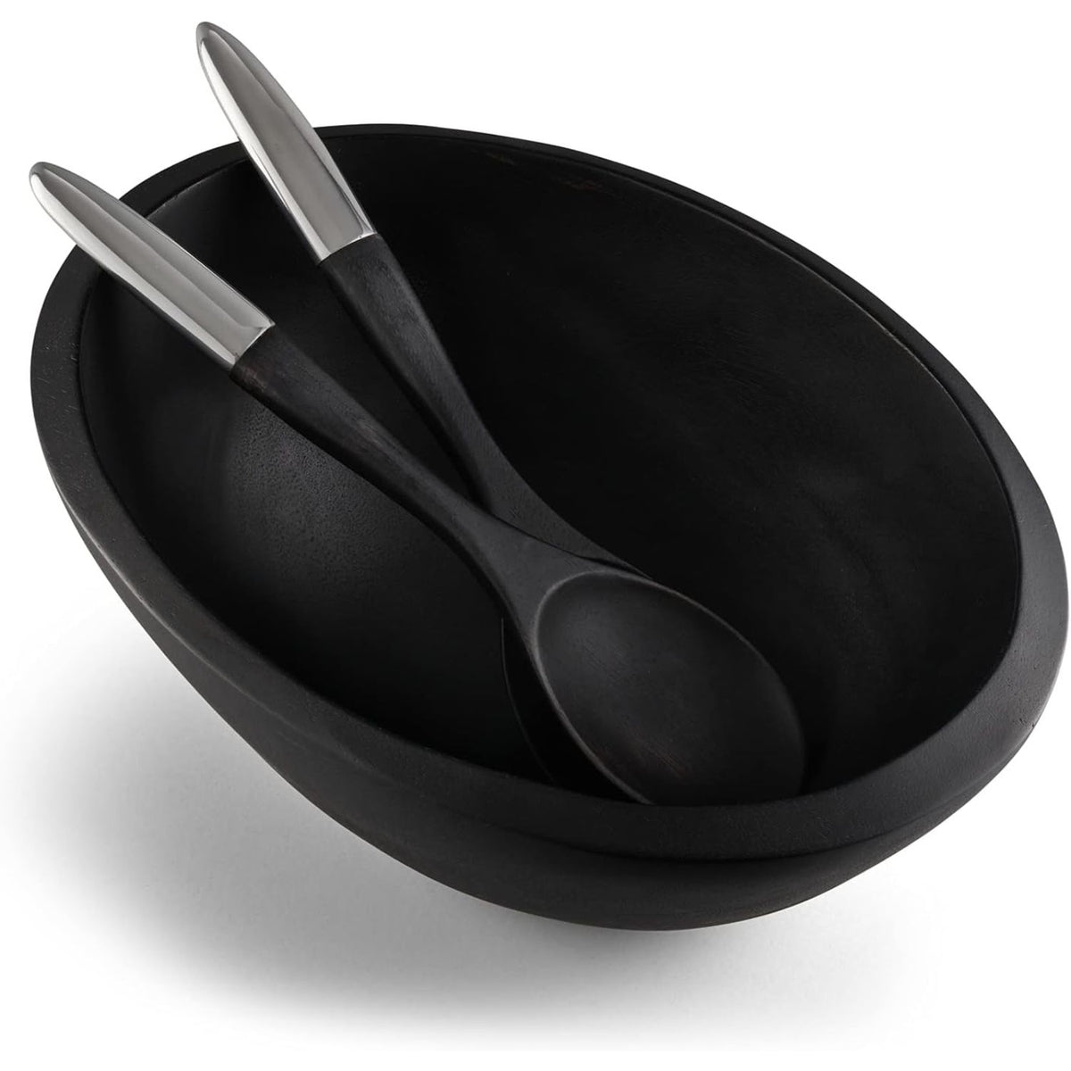 Noir Salad Bowl with Servers