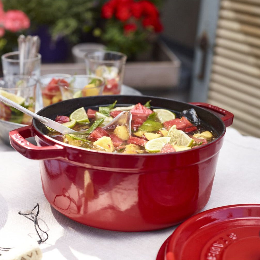 Cherry Red Cast Iron Round Cocotte - 24cm / 3.7L – Gifts & Kitchen