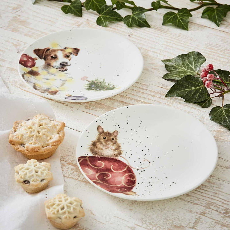 Royal Worcester Set of 2 Coupe Tea Plates Mouse and Dog – Tableware gift Montreal Villeray Urban Palate