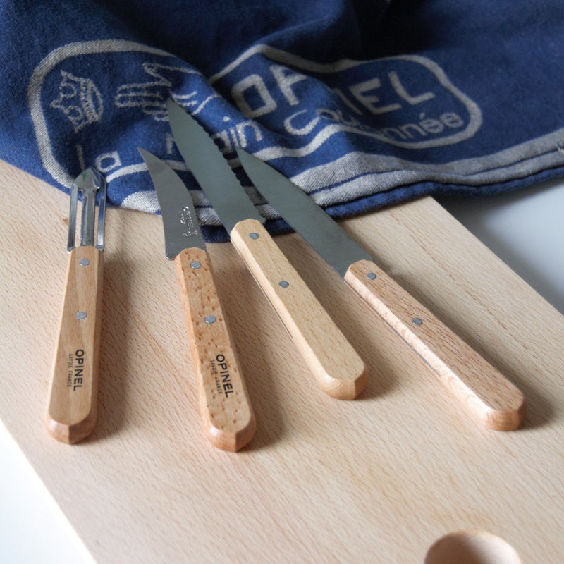 Essential Small Kitchen Knife Set - Beech Wood – Tableware gift Montreal Villeray Urban Palate