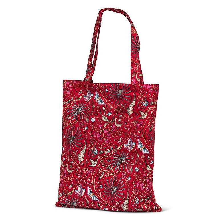 Floral & Butterfly Simple Tote Bag - Red