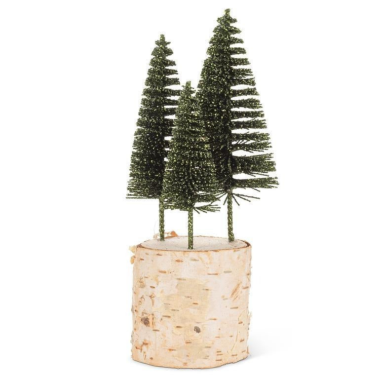 Glitter Brush Forest Green Tree Trio