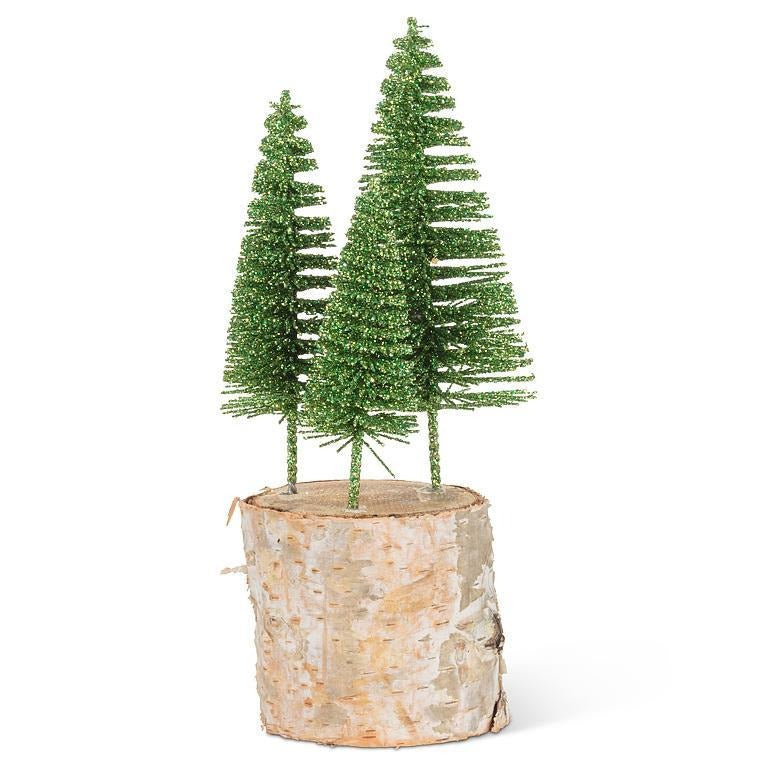 Glitter Brush Green Tree Trio