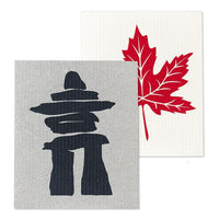 Paños de esponja suecos - Inukshuk y Hoja de arce - Juego de 2