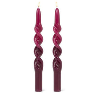Large Spiral 2-Tone Taper Candle Set 10" - Purple