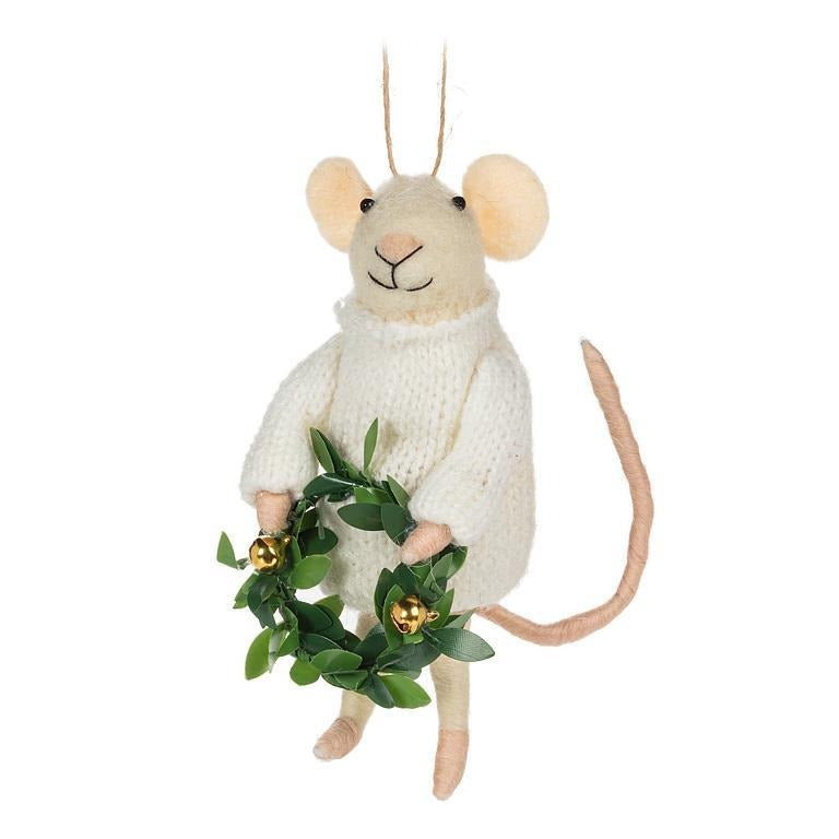 Mouse with Wreath Ornament – Holiday Décor gift Montreal Villeray Urban Palate