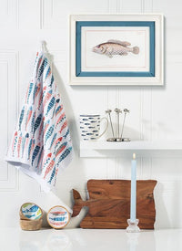 Torchon de cuisine motif rangées de poissons