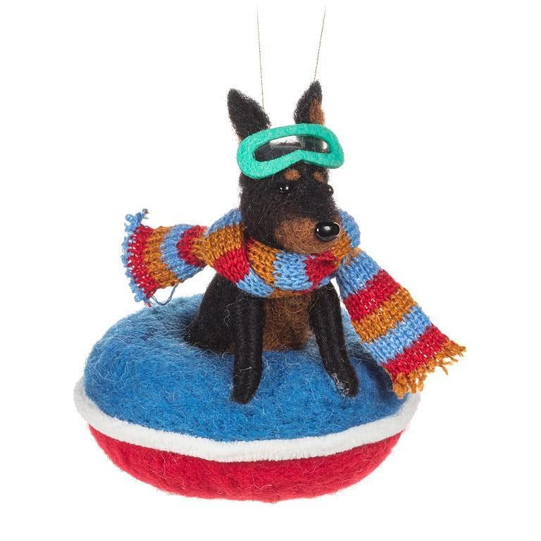 Snowtubing Dog Ornament – Holiday Décor gift Montreal Villeray Urban Palate