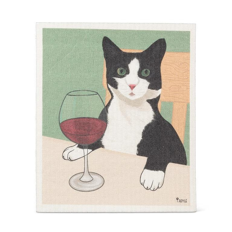 Swedish Sponge Cloth - Cat with Wine