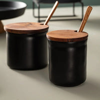 Honey Jar with Wood Lid & Scoop