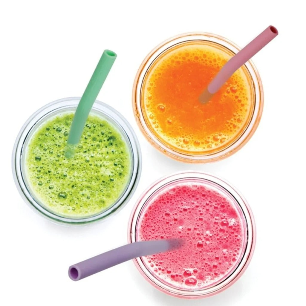 Lot de 6 mini pailles en silicone