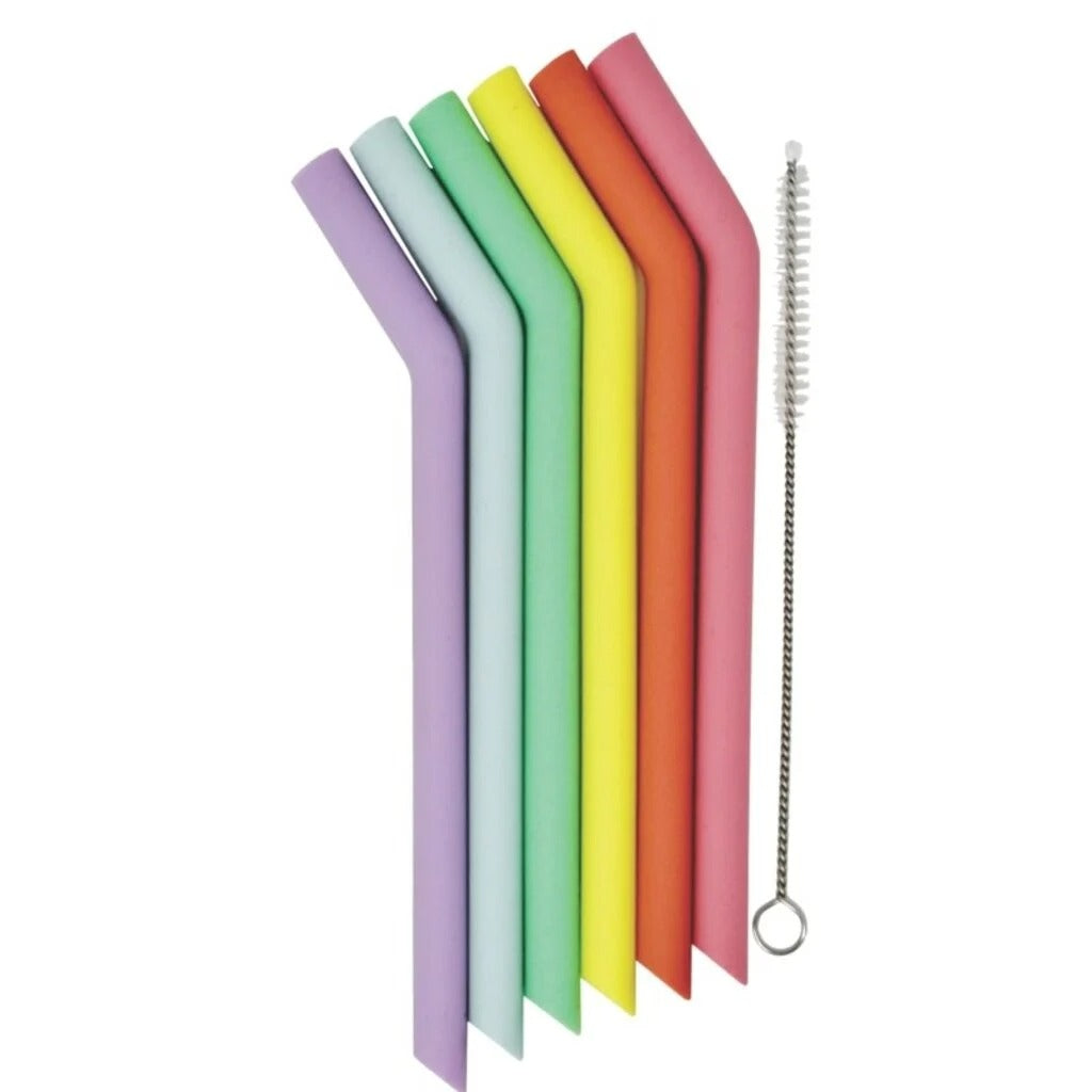 Lot de 6 mini pailles en silicone