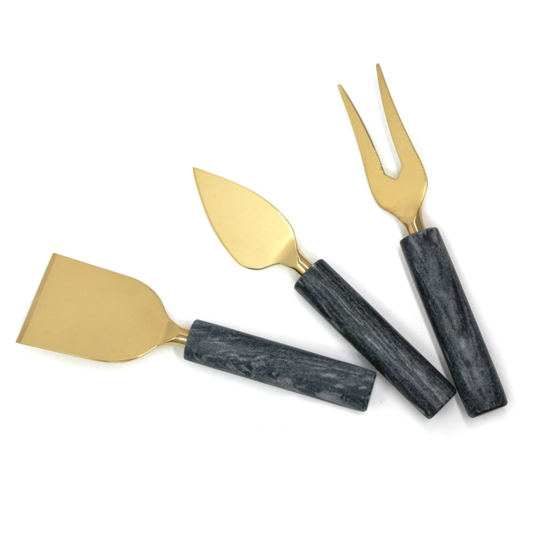 Ensemble de couteaux à fromage 3 pièces en marbre noir