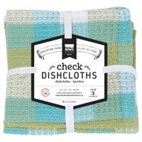 Check Leaf Green Waffle Dishcloths Set of 3