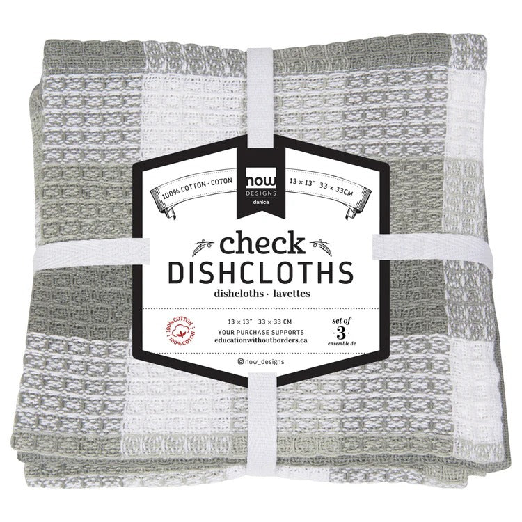 Check London Gray Waffle Dishcloths - Set of 3