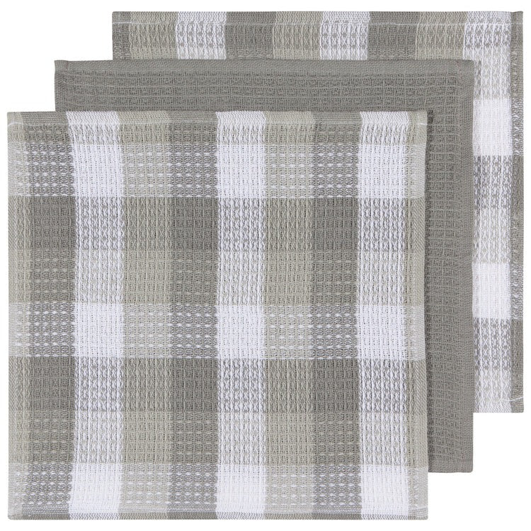 Check London Gray Waffle Dishcloths - Set of 3