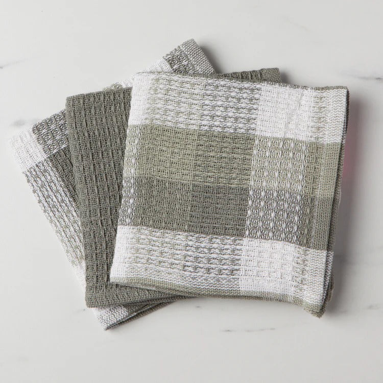 Check London Gray Waffle Dishcloths - Set of 3