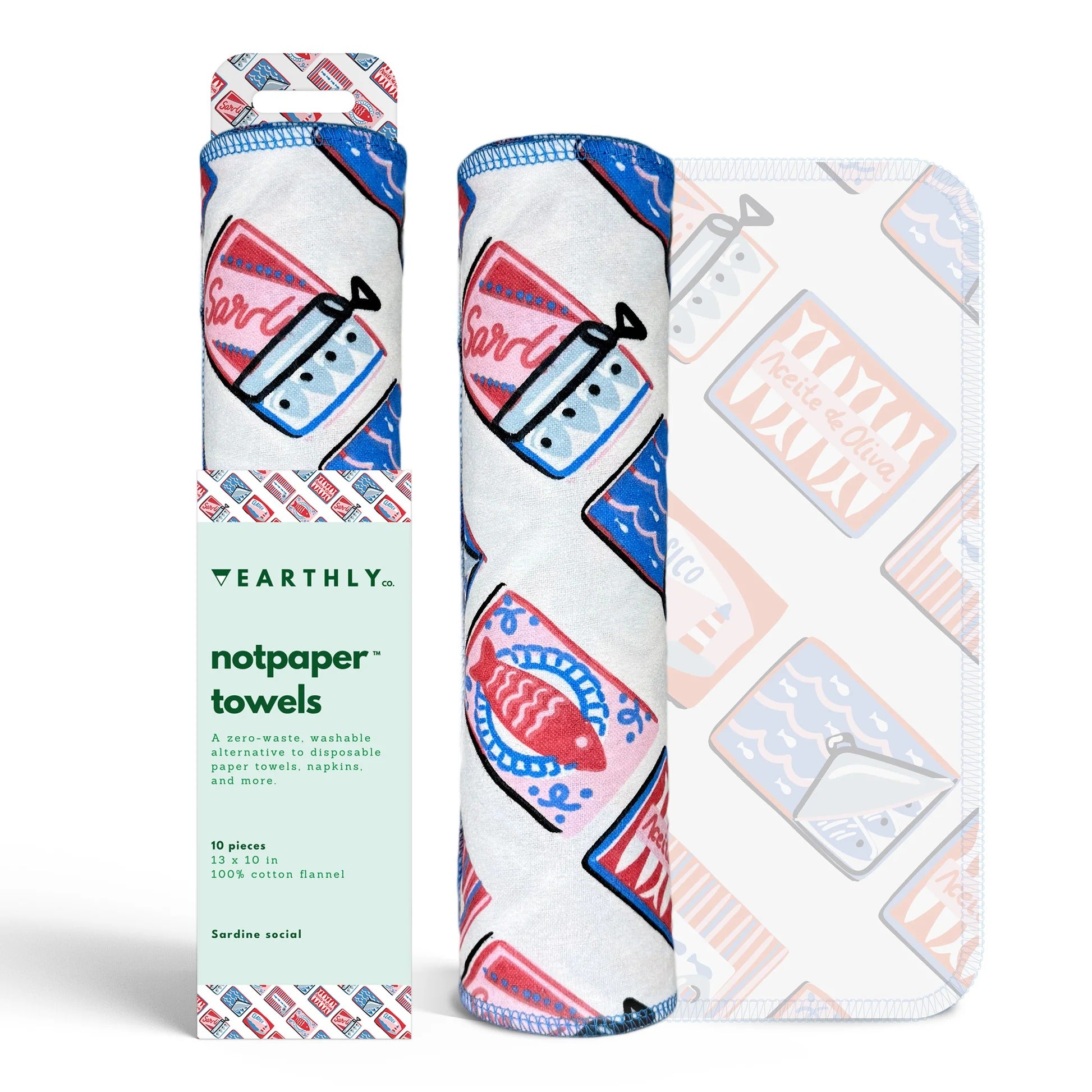 Notpaper Reusable Towels - Sardine Social - Pack of 10