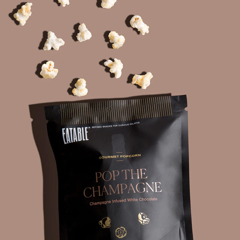 Pop the Champagne - Champagne Infused White Chocolate Gourmet Popcorn 100g