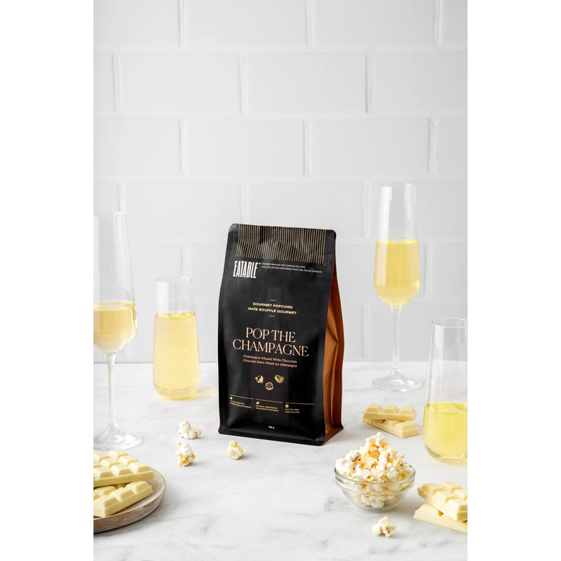 Pop the Champagne - Champagne Infused White Chocolate Gourmet Popcorn 100g