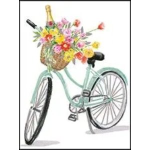 Mini Tarjeta de Felicitación - Bicicleta con Cesta de Flores
