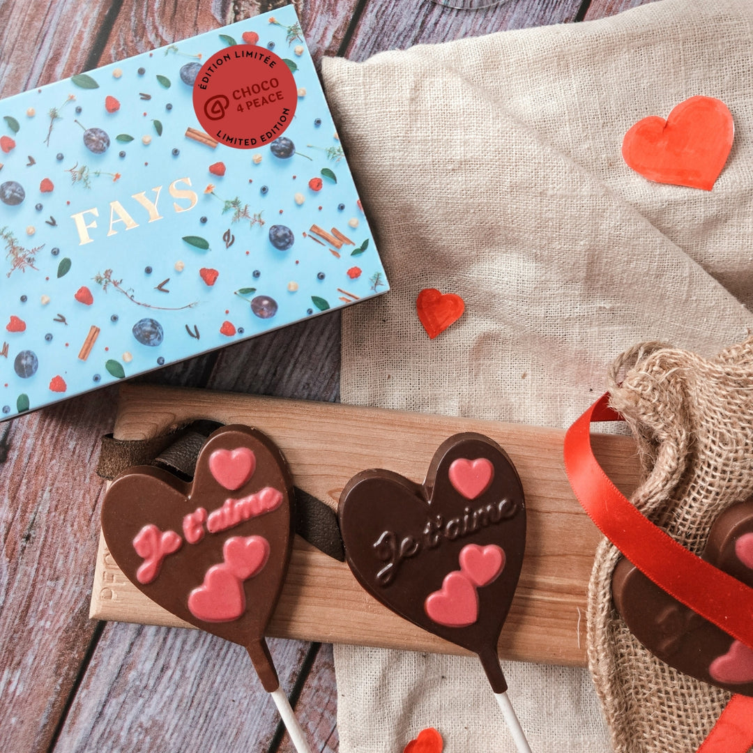 Piruleta de Corazón de Chocolate con Leche "Je t'aime"