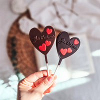 Piruleta de Corazón de Chocolate con Leche "Je t'aime"