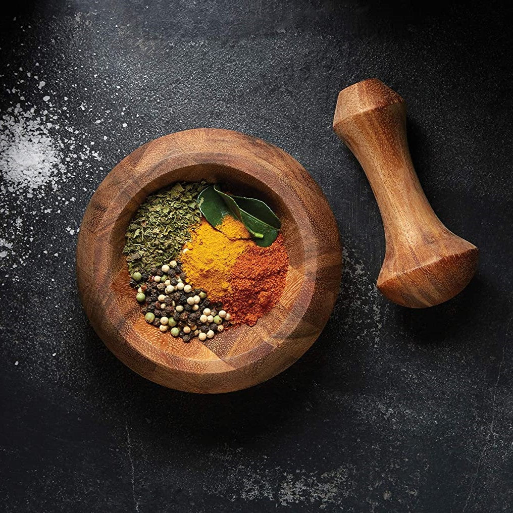 Acacia Wood Mortar and Pestle - AS IS
