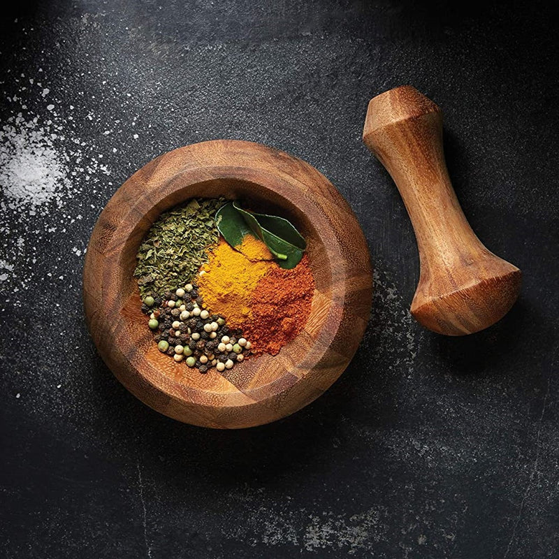 Acacia Wood Mortar and Pestle - AS IS