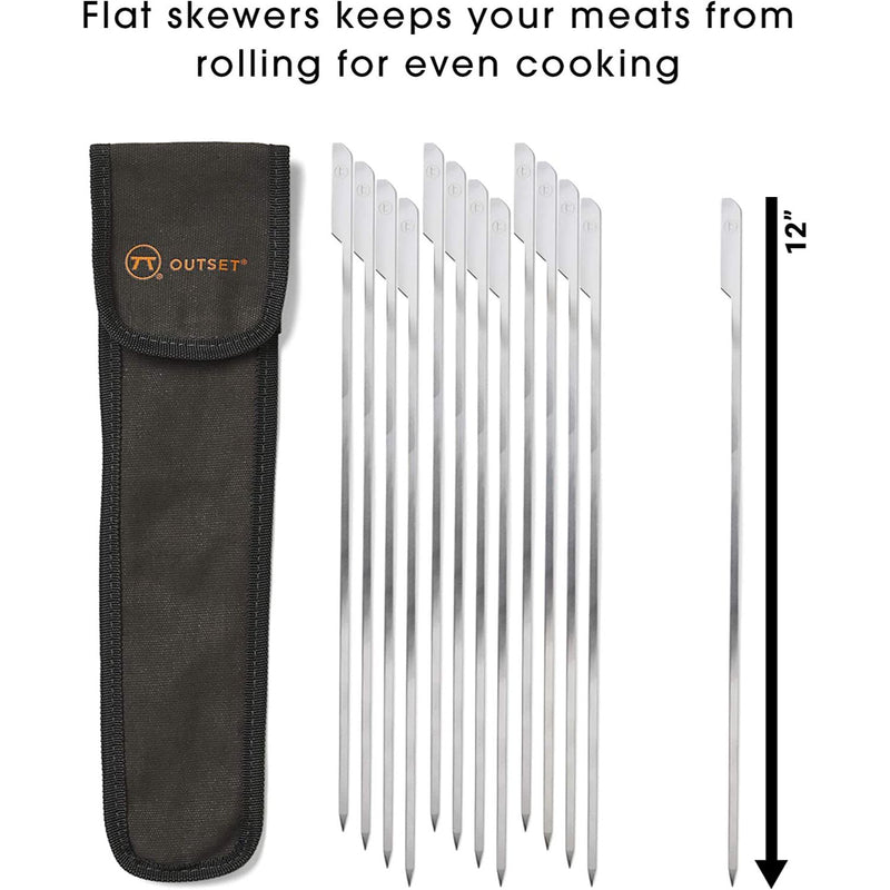 12 Stainless Steel Paddle Skewers and Canvas Bag