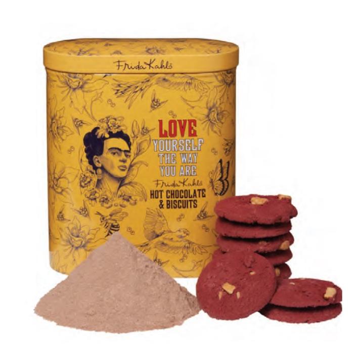 Frida Kahlo Chocolate Caliente Y Galletas Terciopelo Rojo 270g