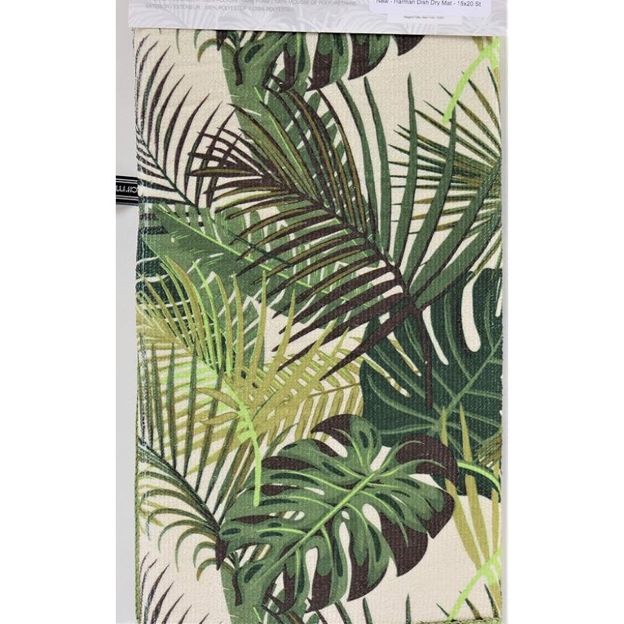 Tapete de microfibra para secar platos (38 x 50 cm) - Palmeras verdes
