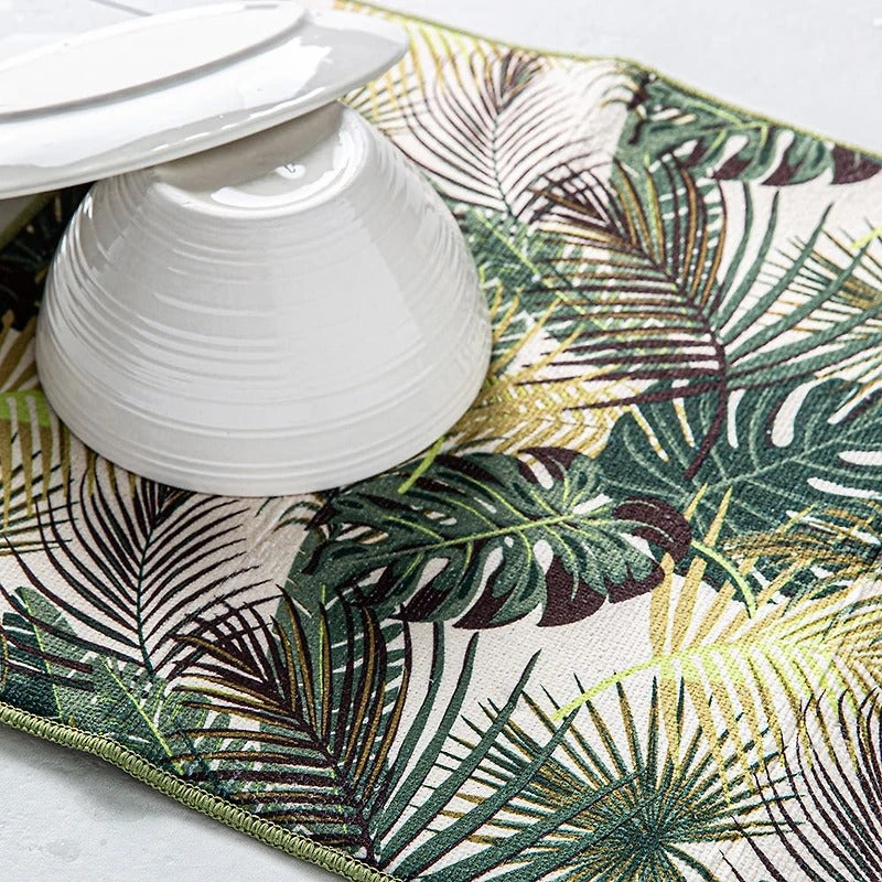 Tapete de microfibra para secar platos (38 x 50 cm) - Palmeras verdes