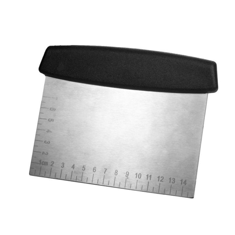 Raspador y picador de banco de acero inoxidable con guía de medición