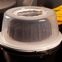 Large Portable Cake Dome Carrier with Handles - White