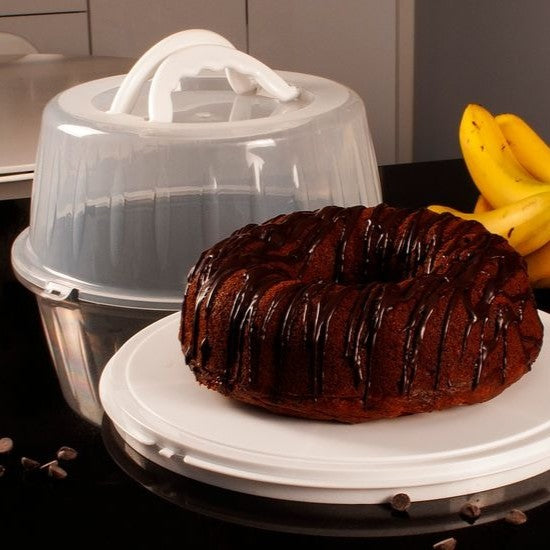 Large Portable Cake Dome Carrier with Handles - White