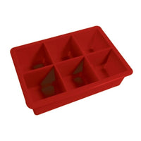 Plateau à glaçons géants en silicone - Rouge (Permet de faire 6 gros glaçons)