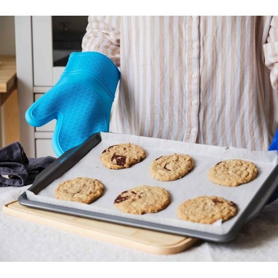 Silicone Oven Mitt with Quilted Lining - Aqua