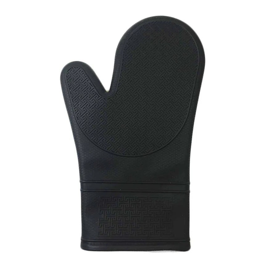 Silicone Oven Mitt with Quilted Lining - Black