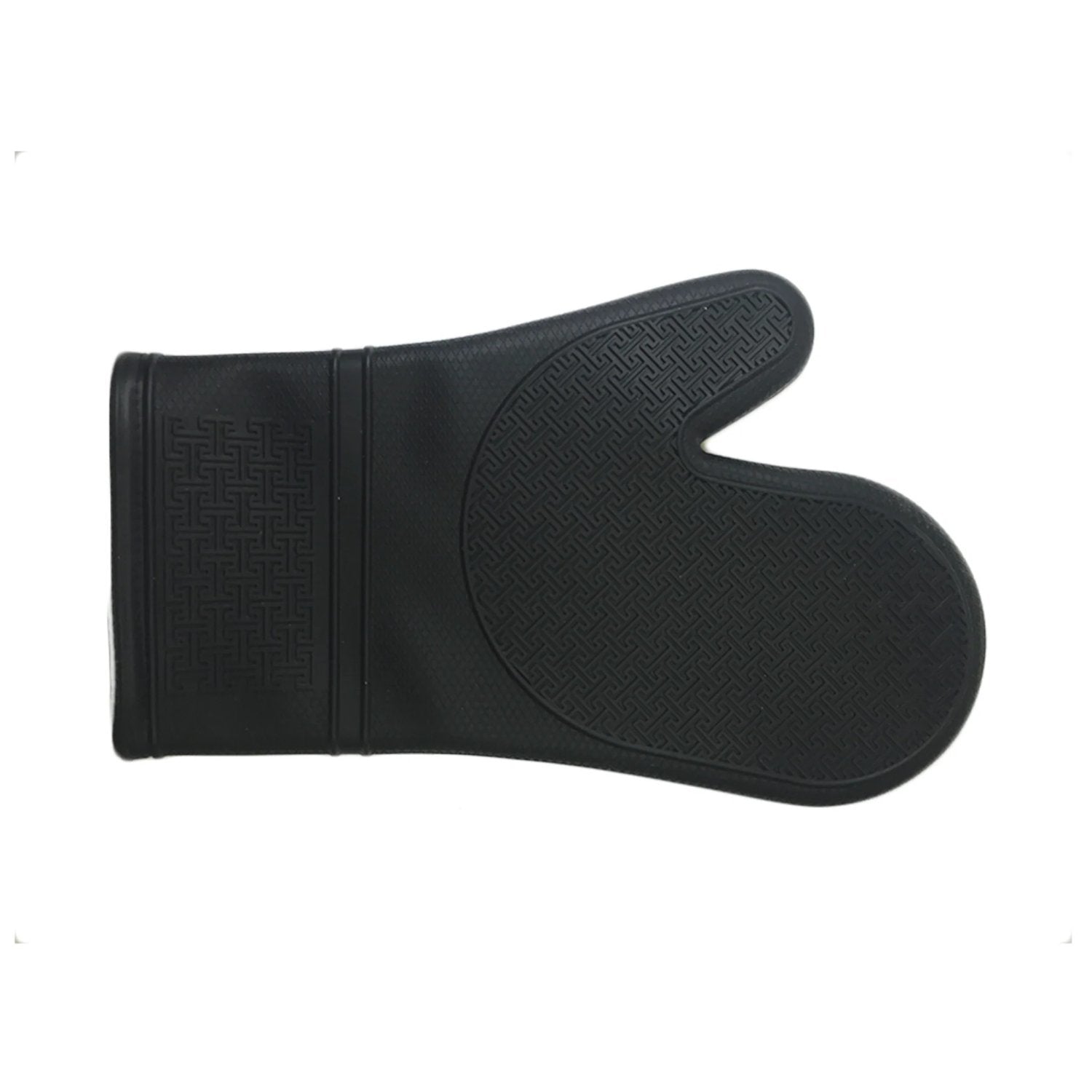 Silicone Oven Mitt with Quilted Lining - Black