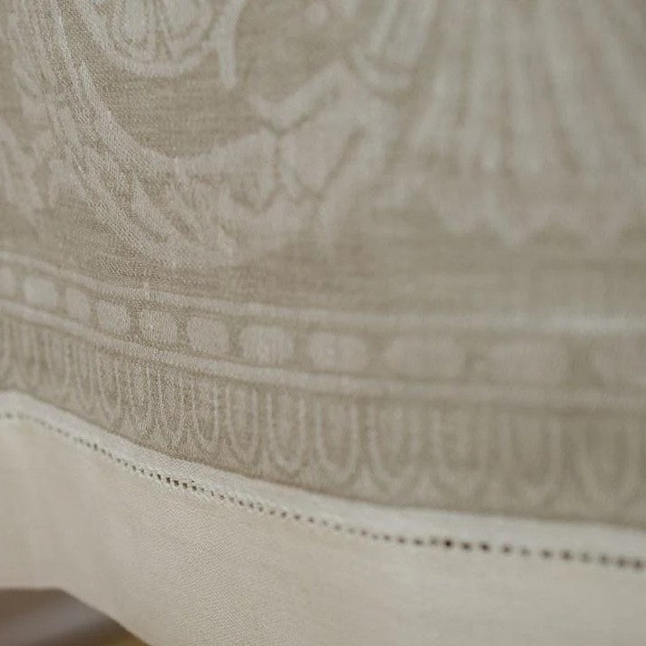 Brigitte Linen Tablecloth - Cream with Putty