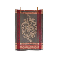Versailles Bordered Tea Towel - Red and Charcoal
