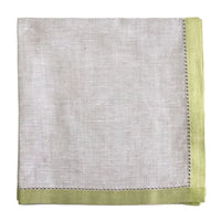 Servilletas Versalles plateadas con borde verde - Juego de 4