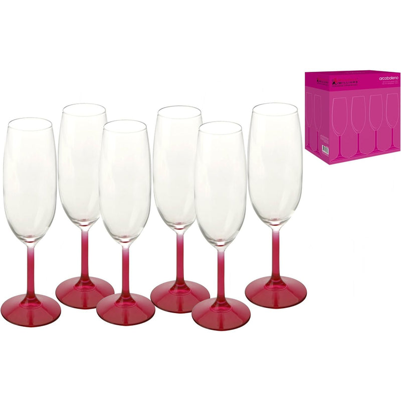 Ensemble de 6 flûtes à champagne Arcobaleno - rose
