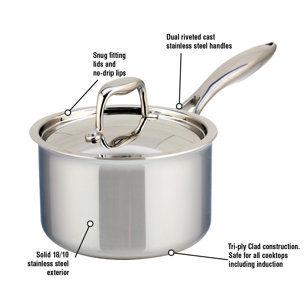 Meyer SuperSteel Tri-Ply Clad Stainless Steel 1.5L Saucepan with cover