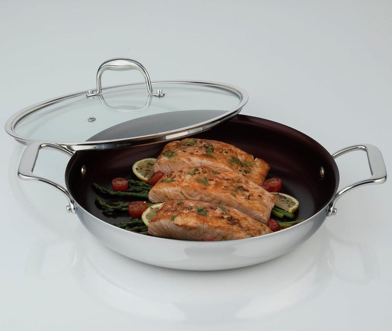 Supersteel Stainless Steel 32cm/12" Everyday Pan Non Stick Skillet with cover